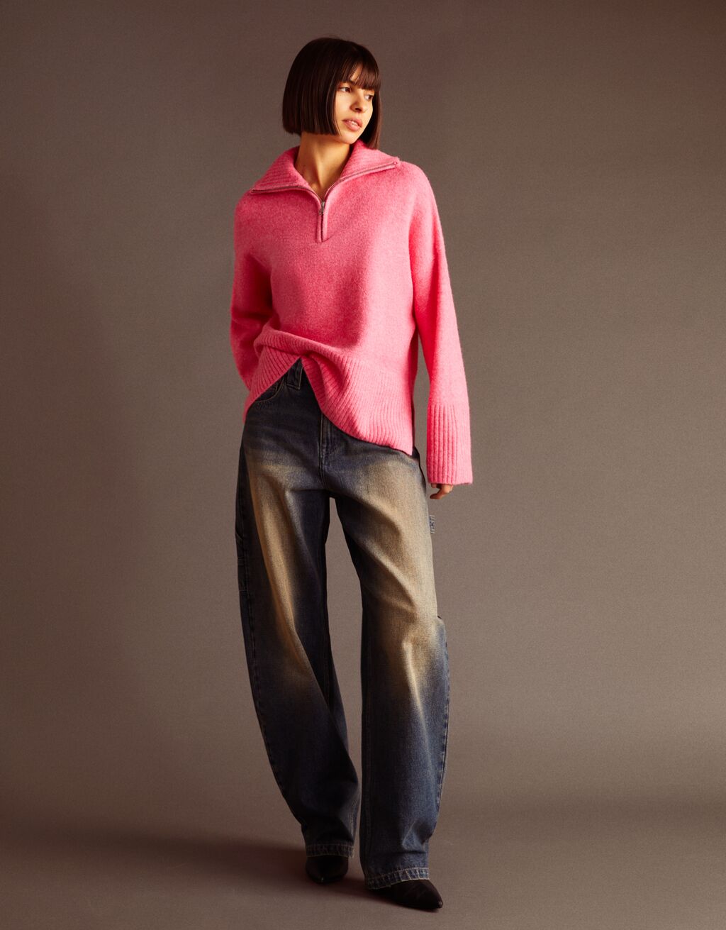 Pull col roulé hotsell fermeture éclair femme