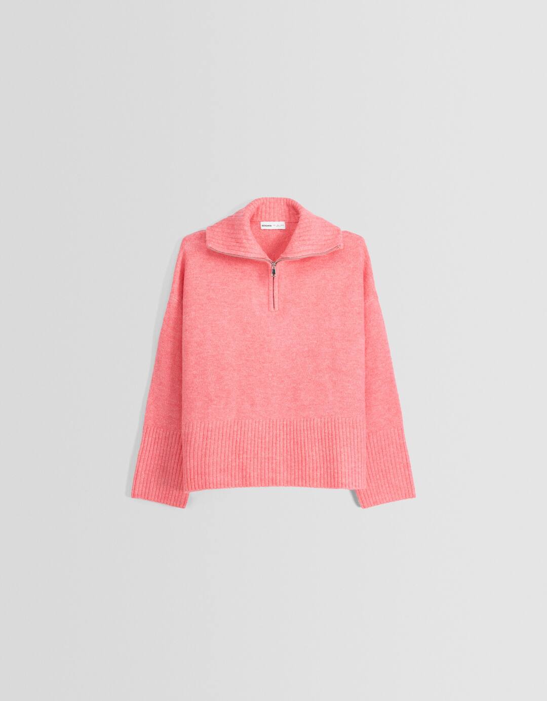 High neck sweater with zip