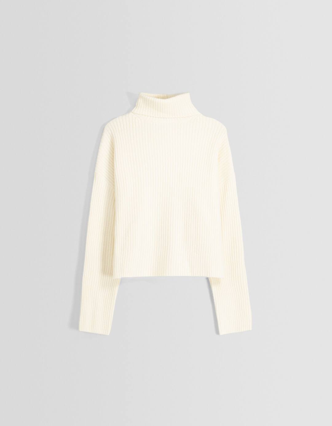 High neck ribbed sweater