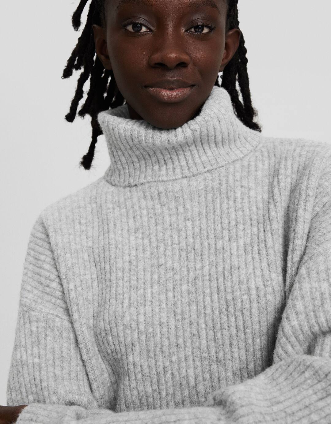High neck ribbed sweater
