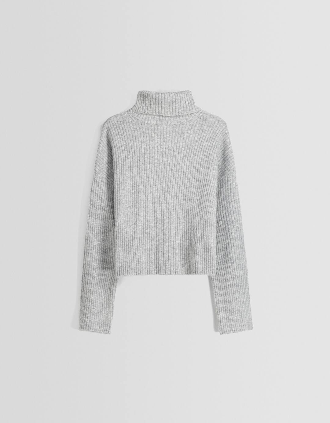 High neck ribbed sweater