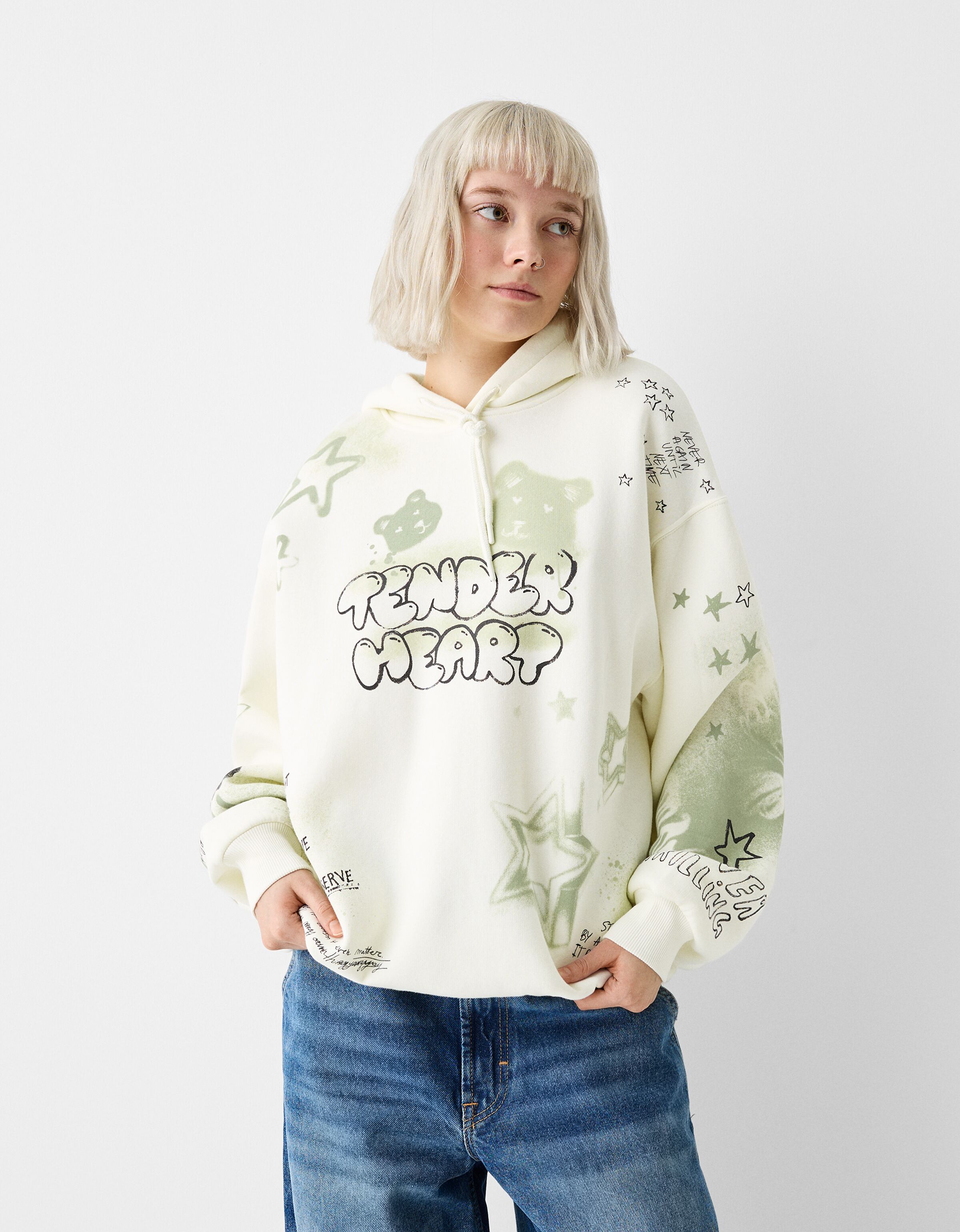 Sudadera bershka online blanca