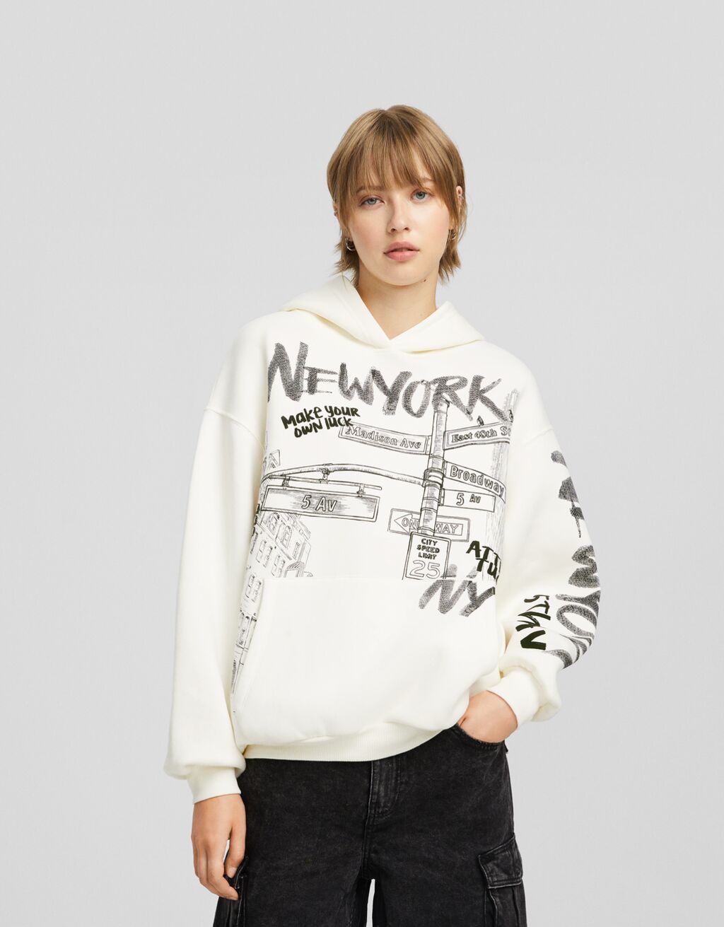 Long hoodie bershka store