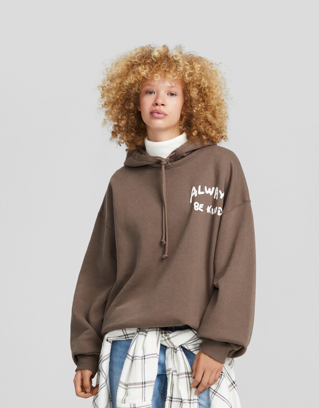 Sweat capuche imprimé-Marron-0