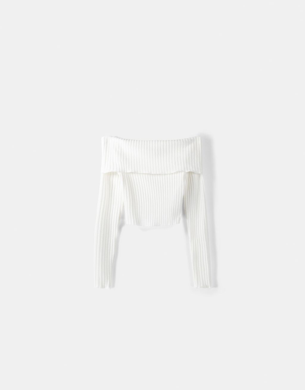 T-shirt manches longues Bardot bord-côte-Écru-4