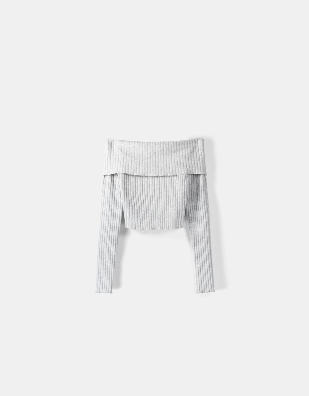 T-shirt manches longues Bardot bord-côte-Gris-4