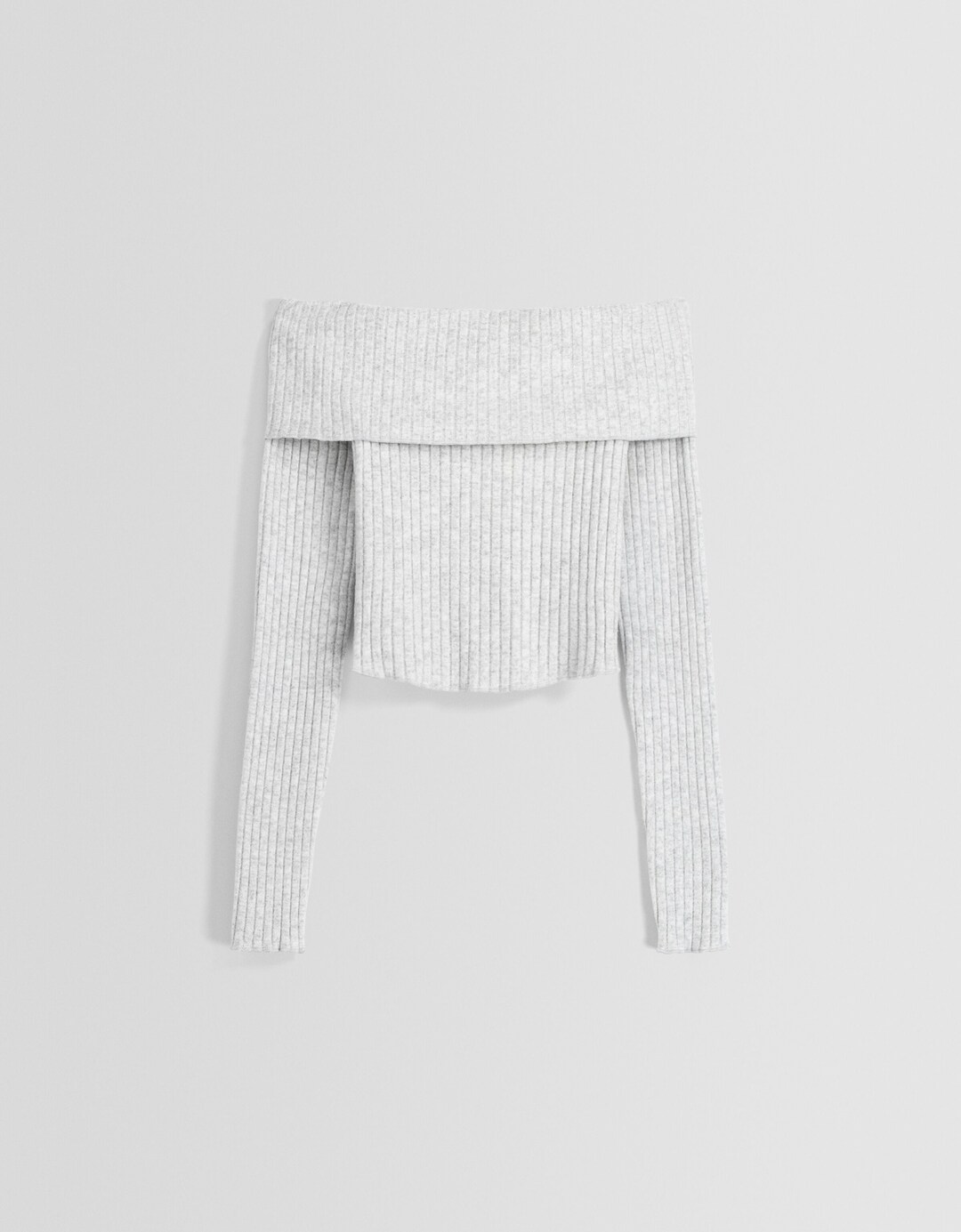 Rebrast pulover z izrezom bardot