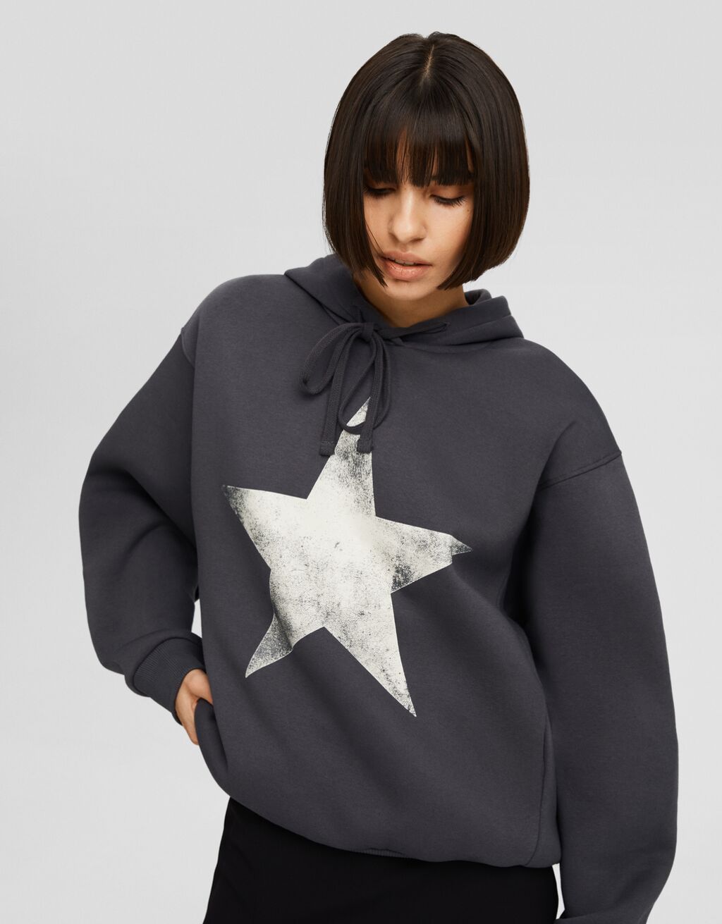 Sweat capuche imprimé-Gris-2