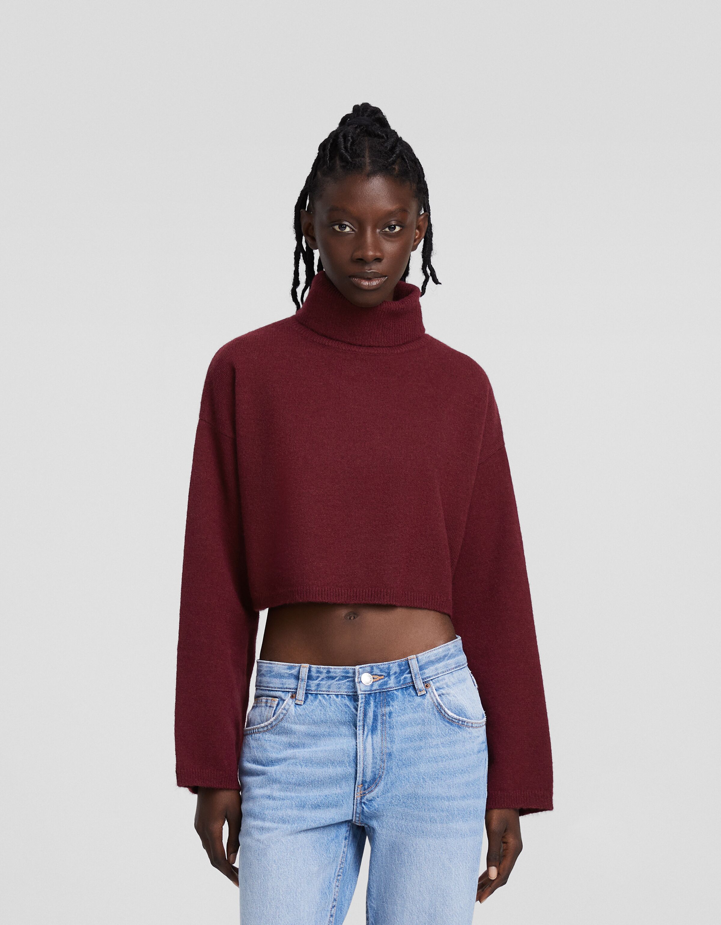 Burgundy cropped outlet jumper