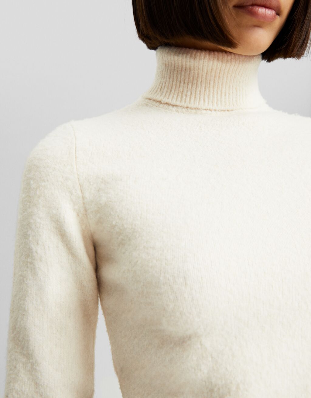 Pull en à col montant-Écru-2