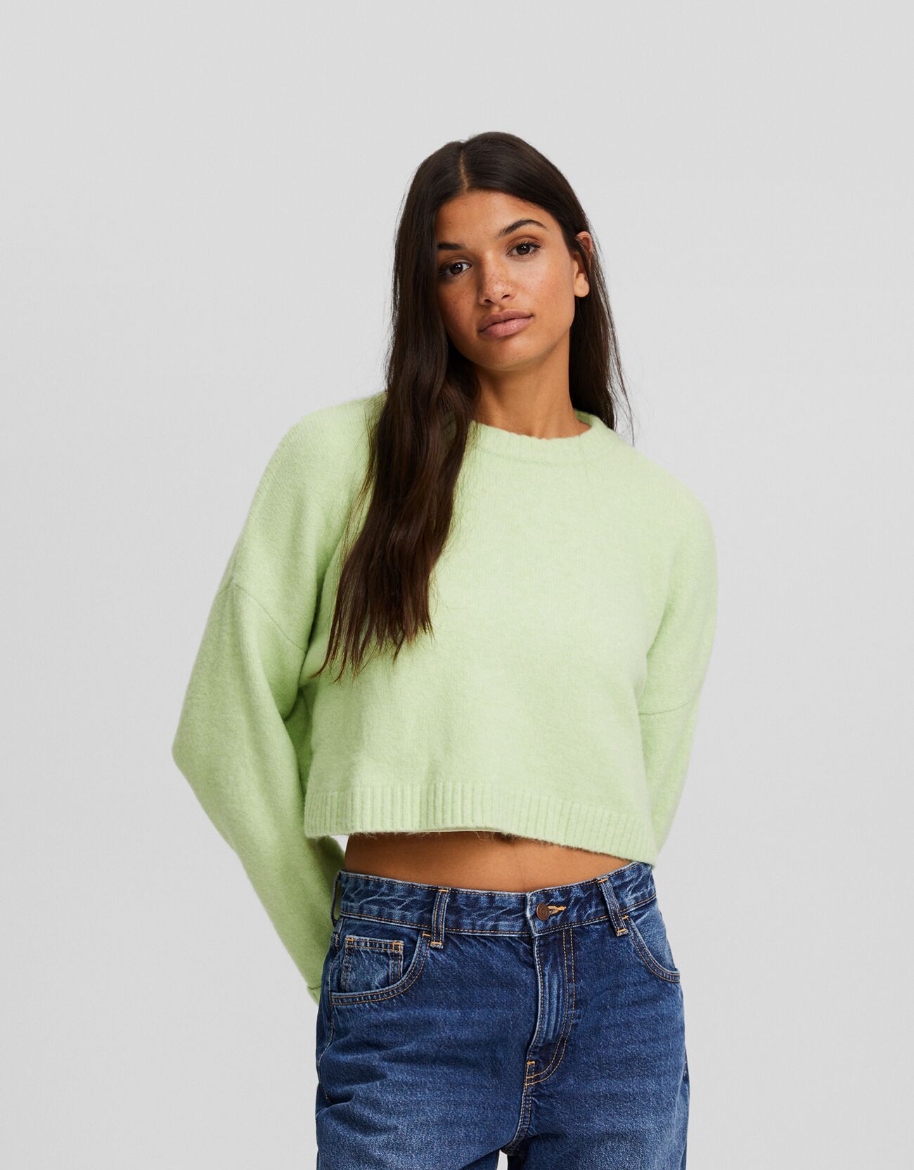 Demi Ribbed Super Cropped Sweater - Pink - ShopperBoard