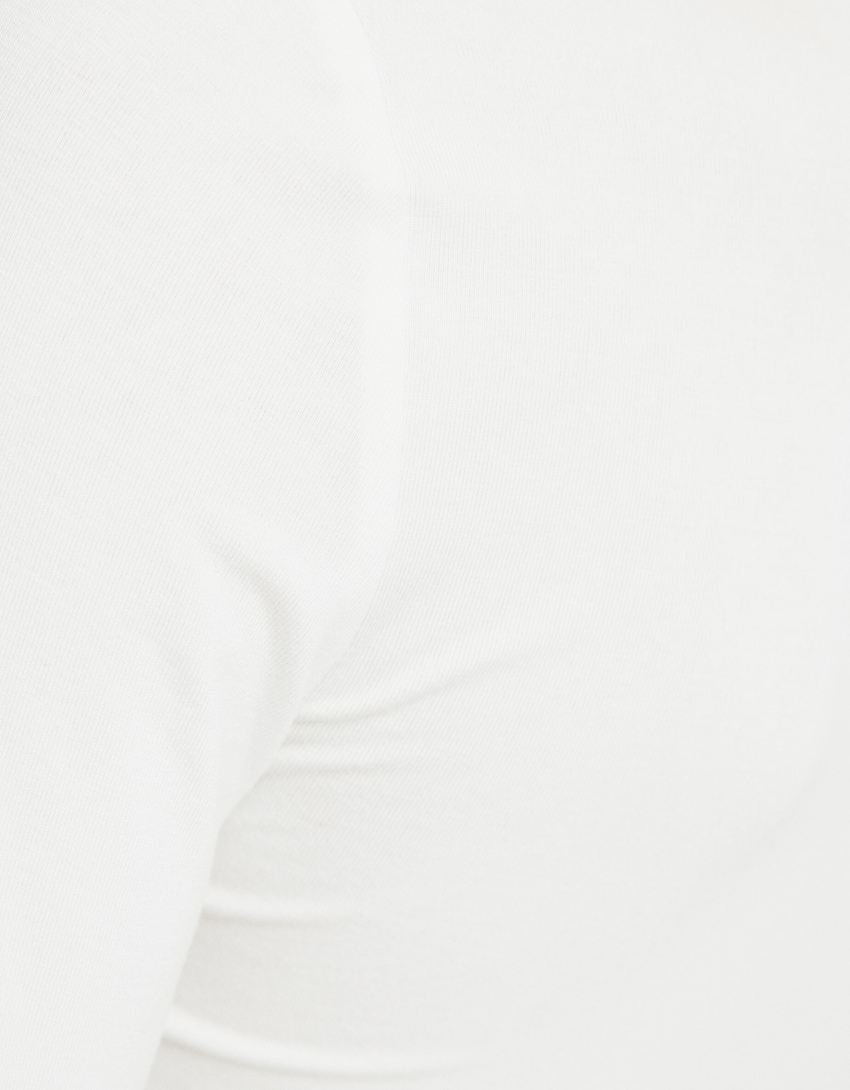 Maglietta a maniche lunghe collo alto-Bianco Roto-5