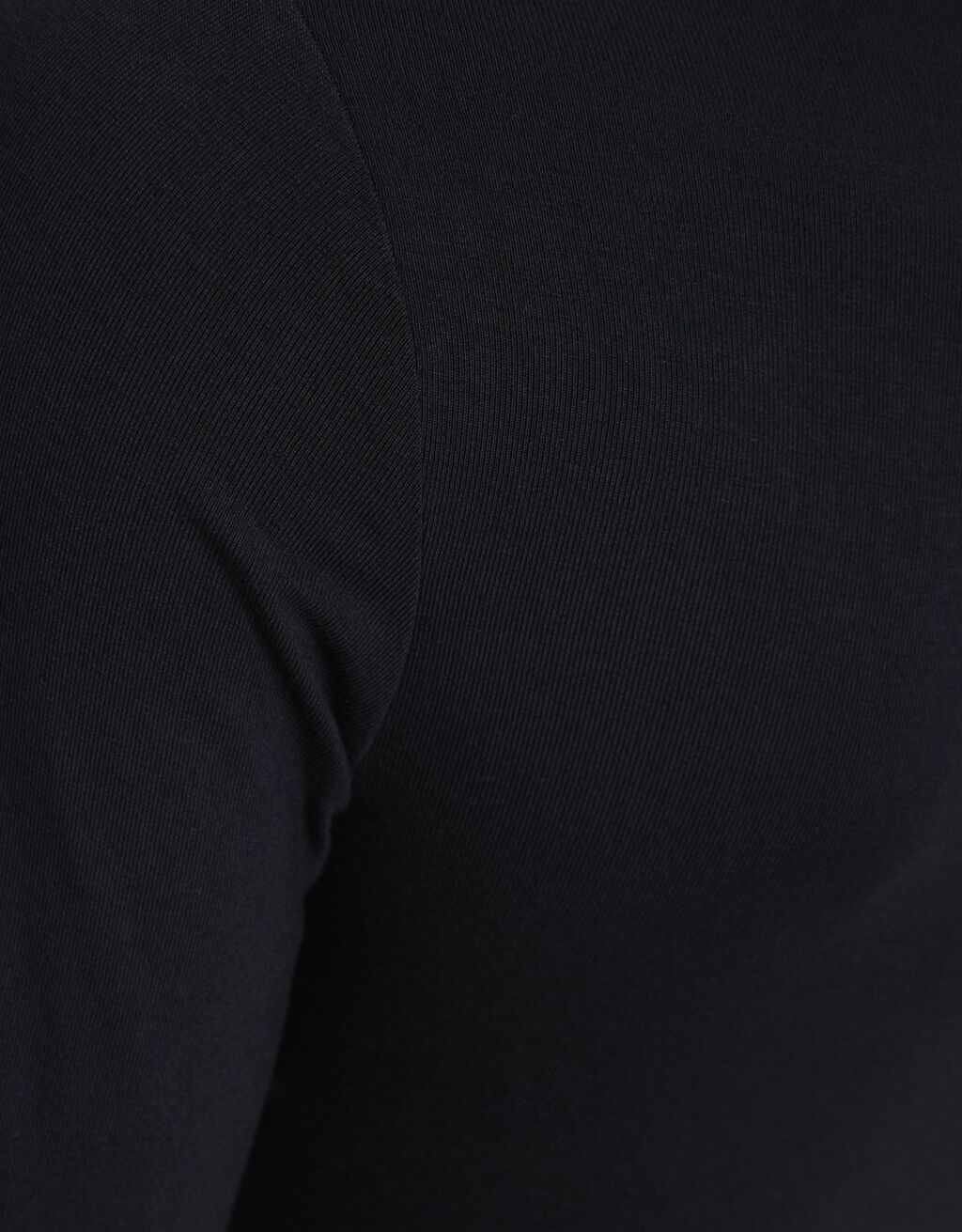 Dik yaka uzun kollu t-shirt-Siyah-5