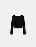 Long sleeve boat neck seamed T-shirt - T-shirts - Women