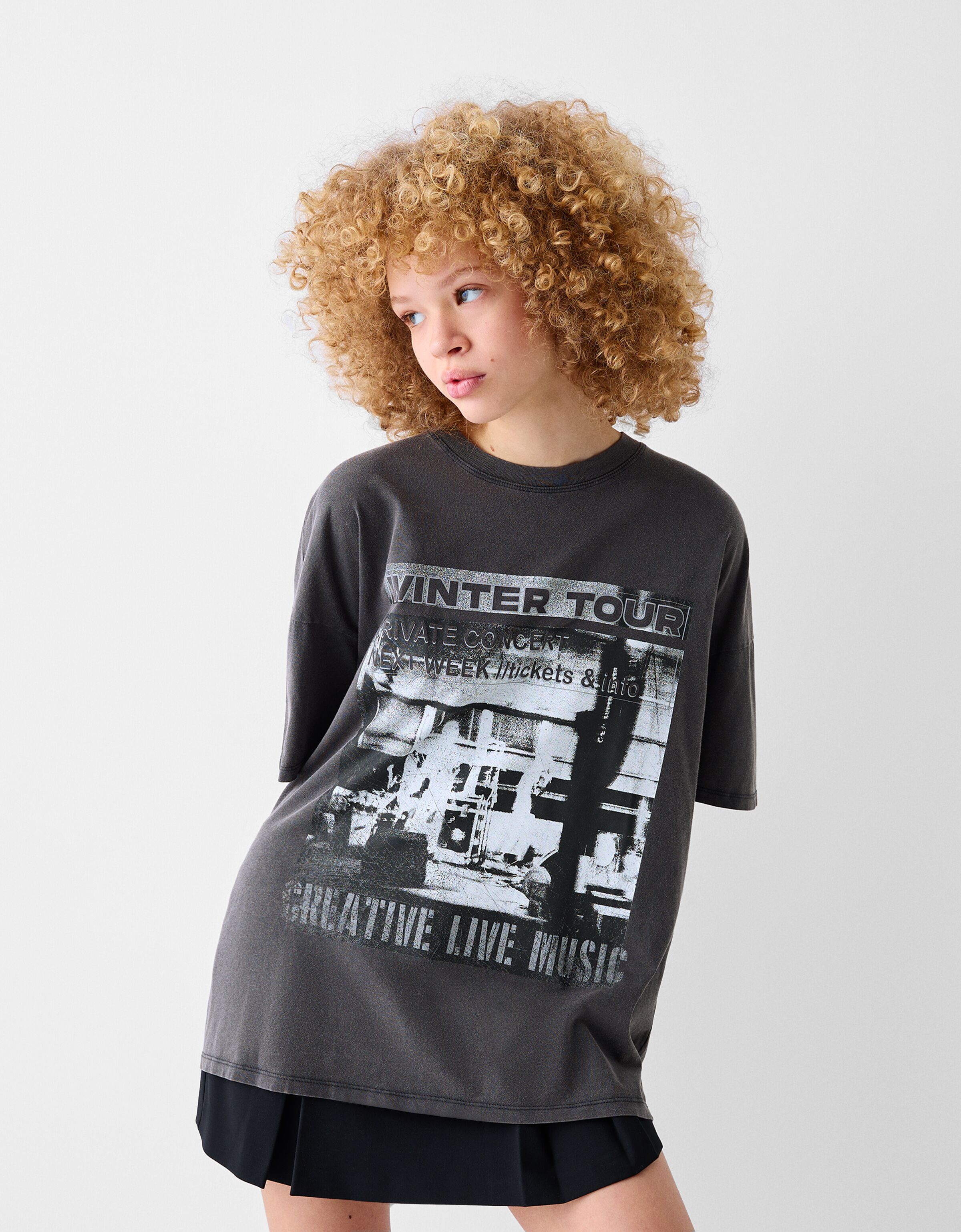 Maglietta maniche corte stampa Magliette e tops BSK Teen Bershka
