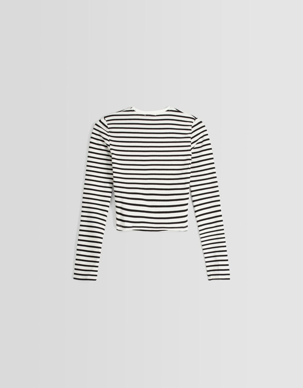 T-shirt manches longues col rond-Blanc / Noir-5