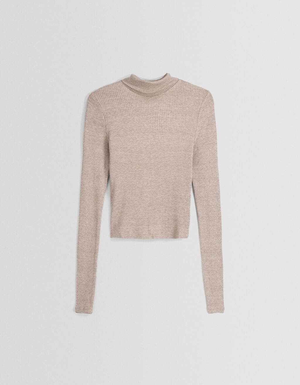 Camisola de malha com gola subida-Caramelo-5