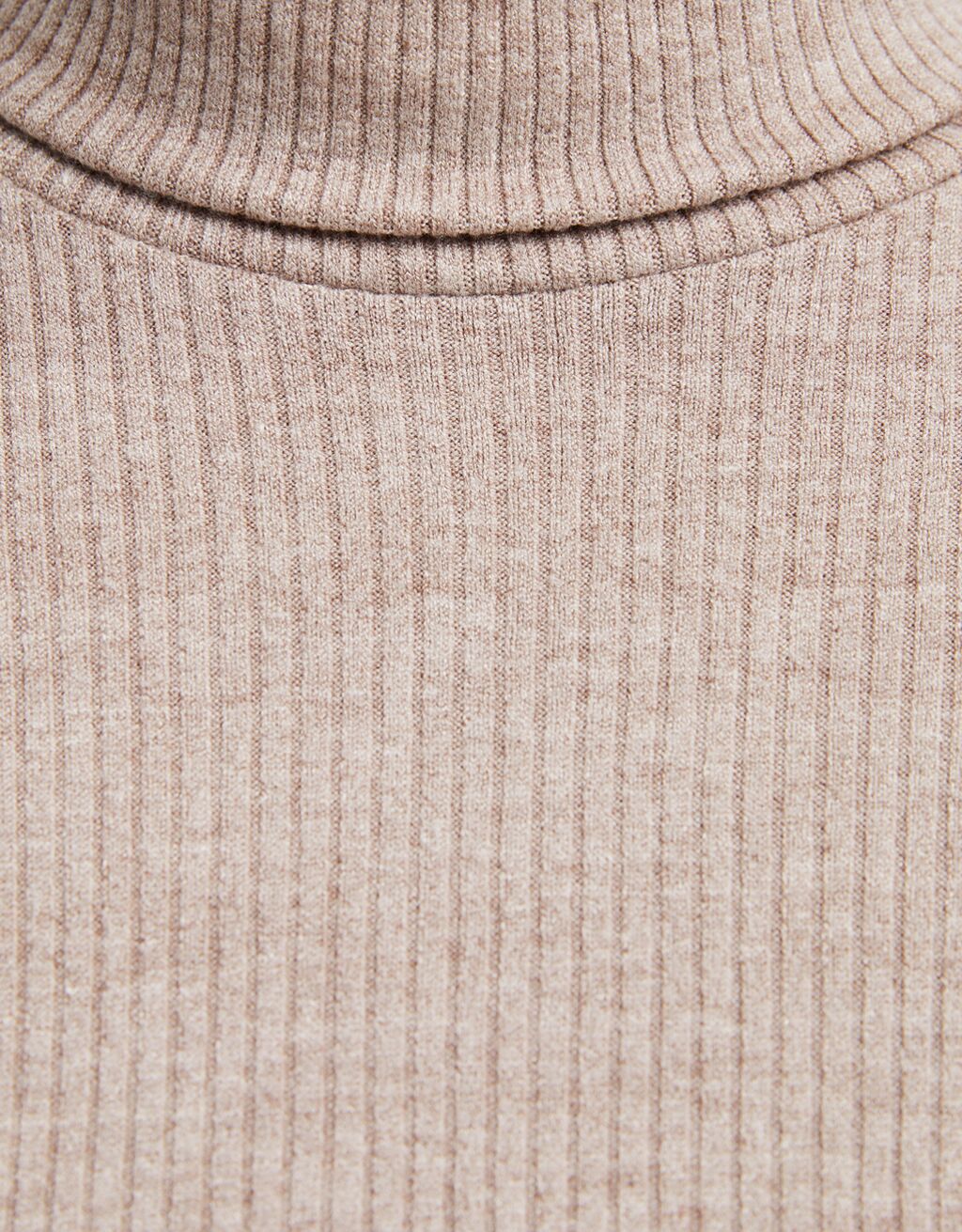 Camisola de malha com gola subida-Caramelo-6