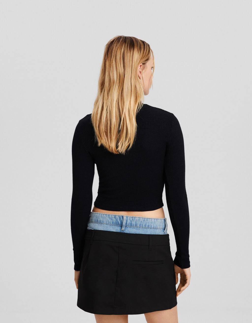 Pull en à col montant-Noir-1