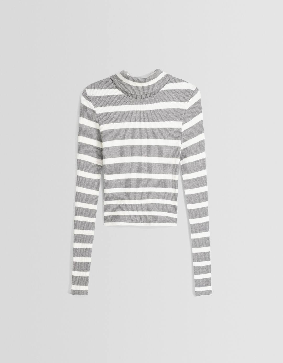 Striped high neck sweater