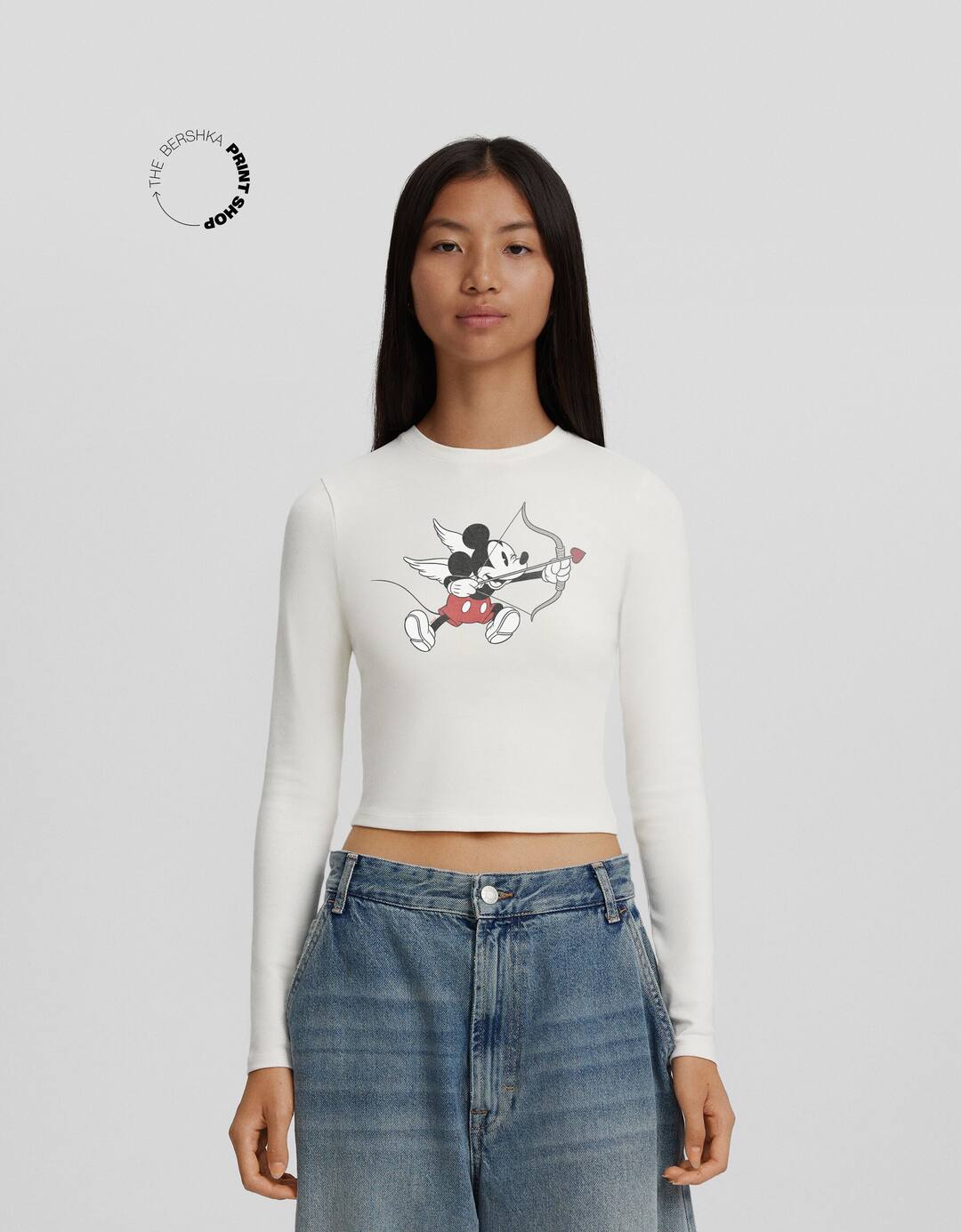Mickey Mouse print long sleeve T-shirt