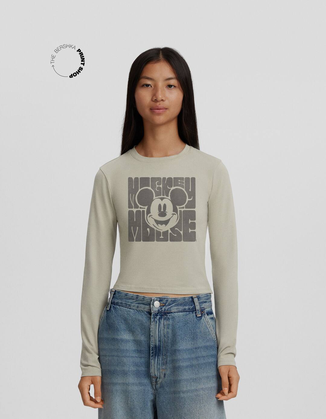 Mickey Mouse print long sleeve T-shirt