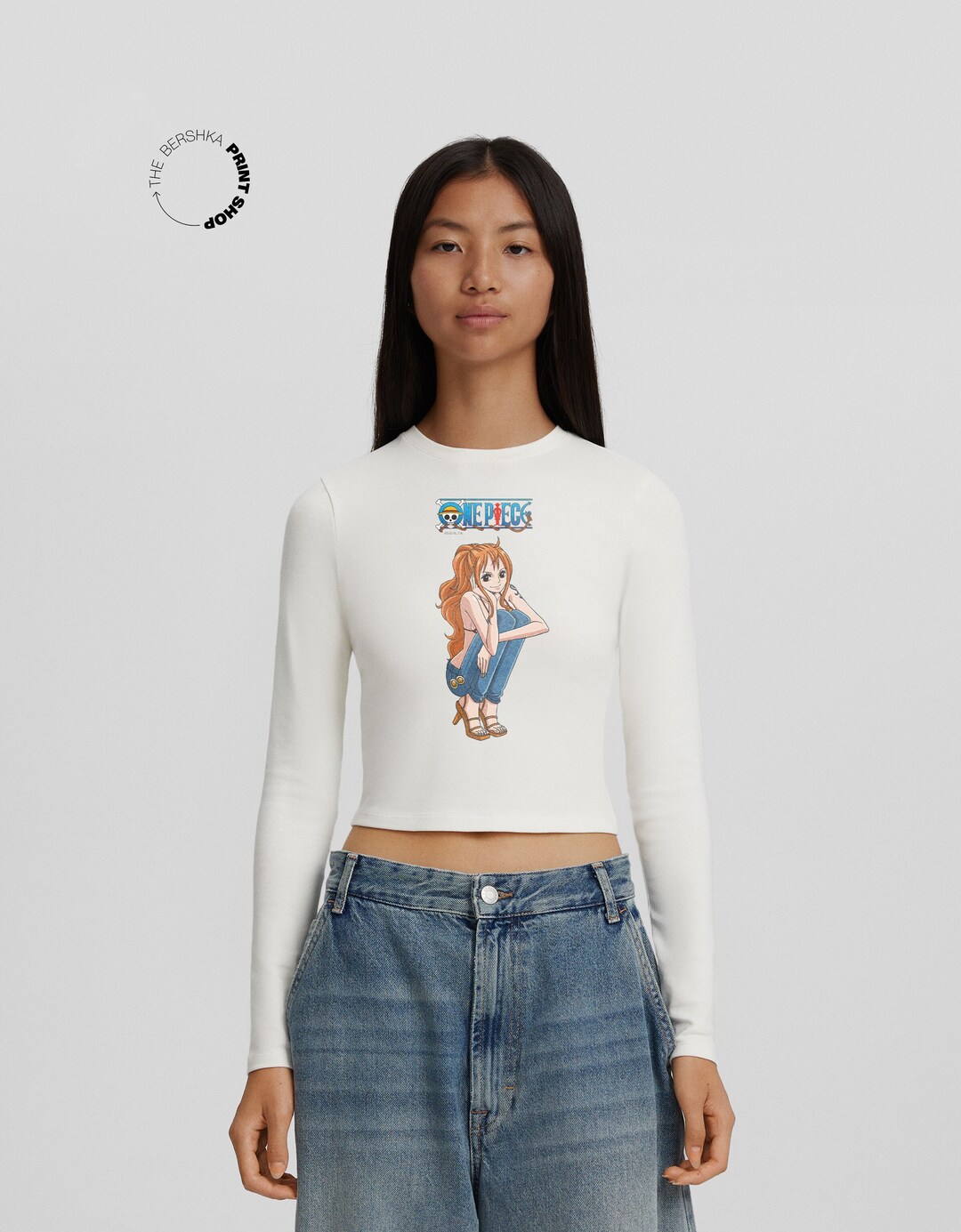 T-shirt met One Piece-print en lange mouw