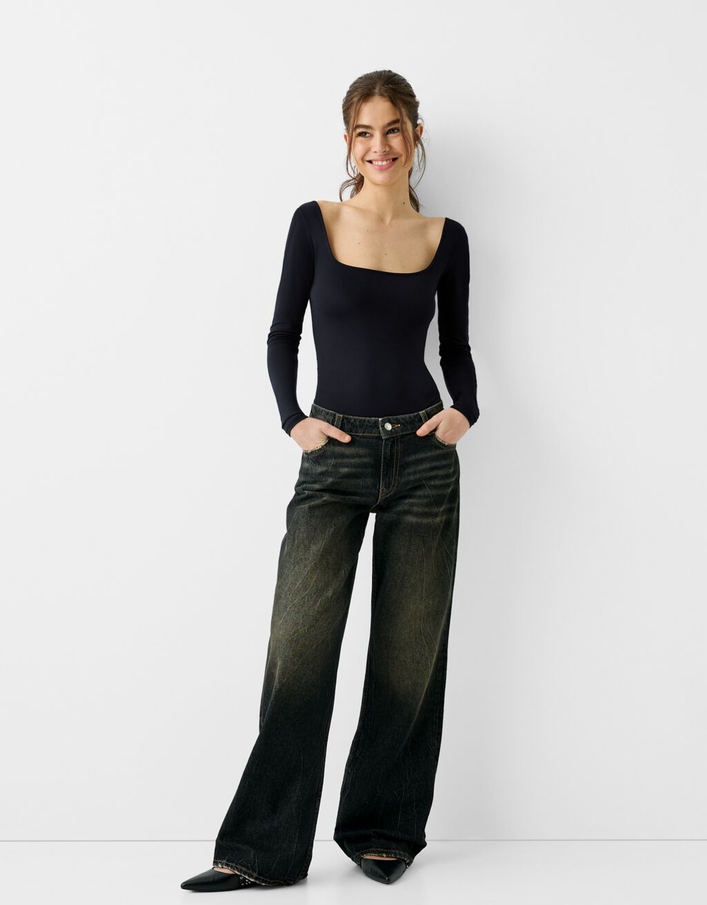 Long sleeve bodysuit-Black-2