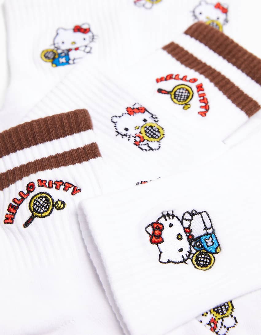 Pack of 3 embroidered Hello Kitty socks-White-2