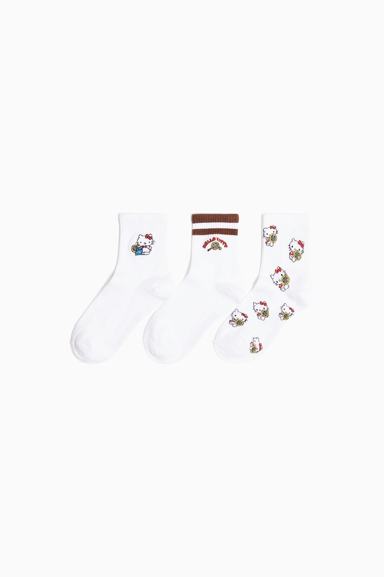 3-Pack Hello Kitty sokken met borduursel