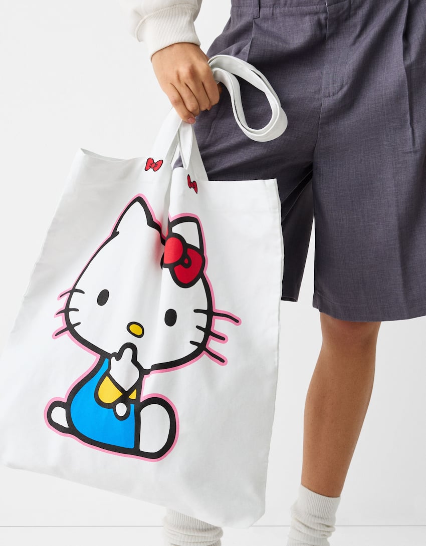 Hello Kitty printed tote bag-White-1