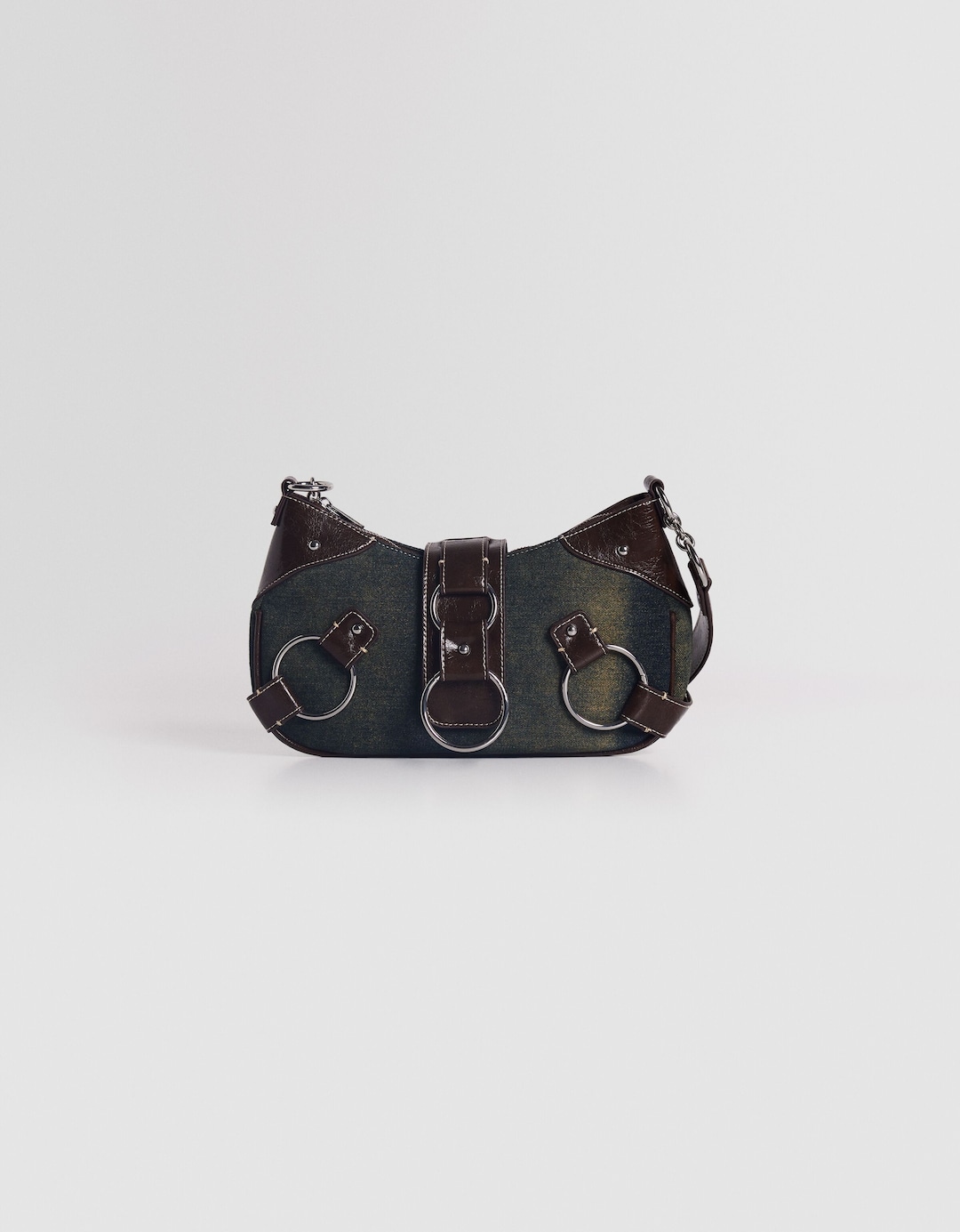Комбинирана чанта за рамо във винтидж стил с халки