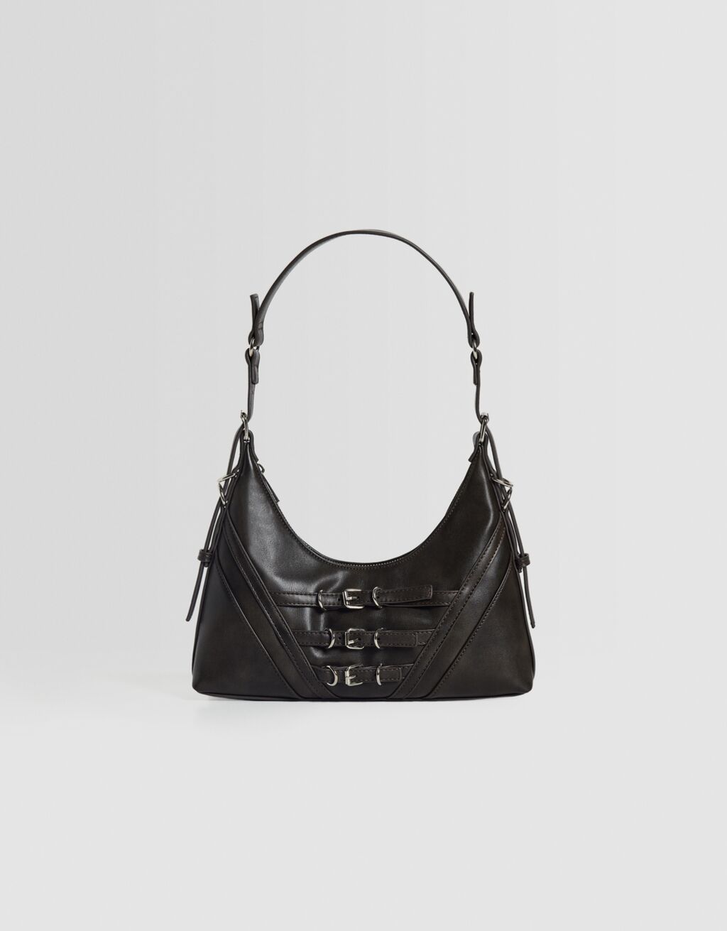 Shoulder bag with faded-effect detail-Dark grey-0