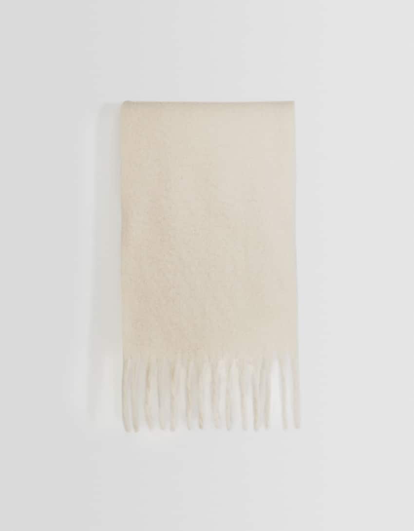 Solid-coloured scarf-Cream-4