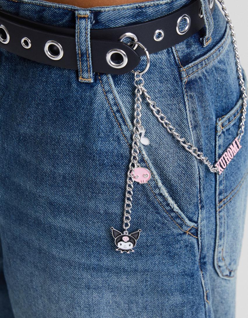 Kuromi eyelet belt-Black-1