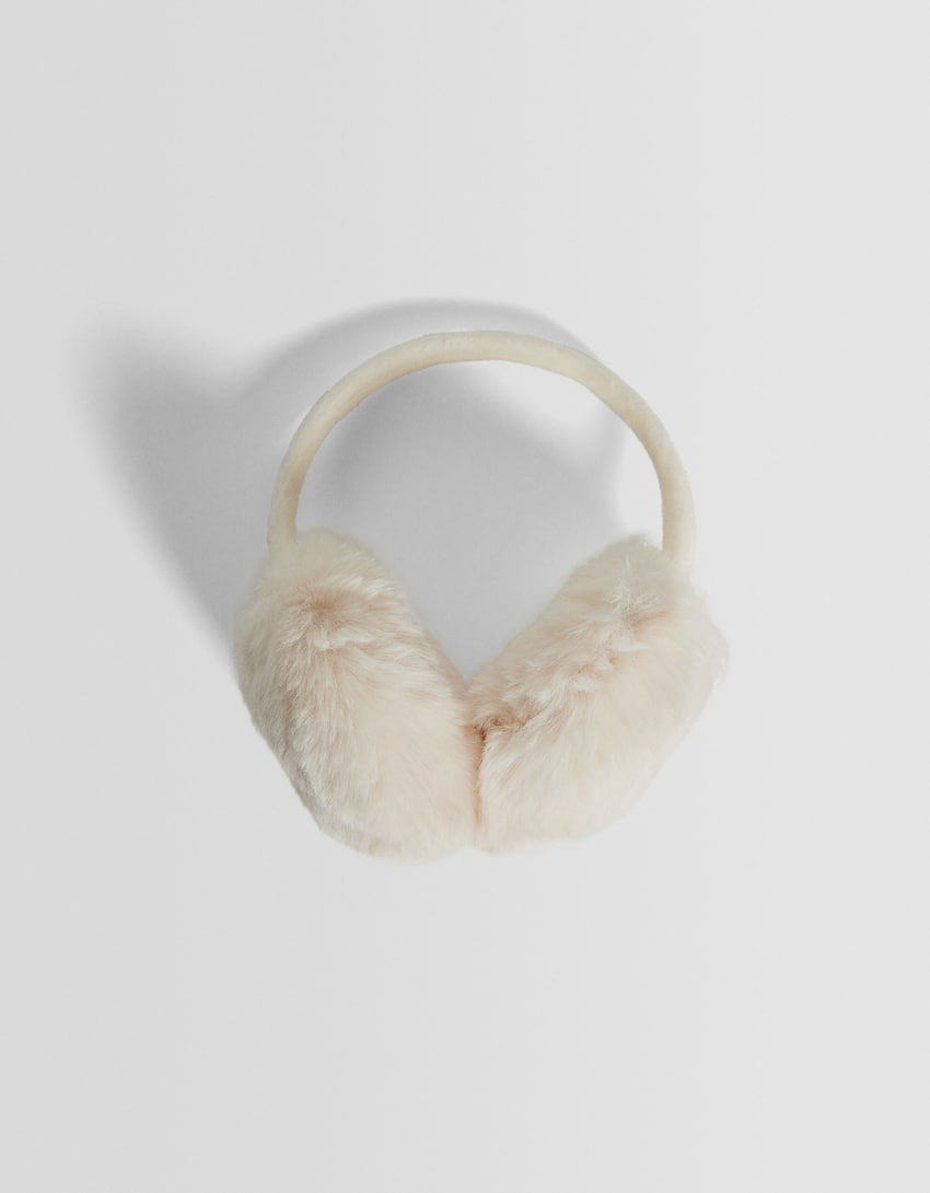 Faux fur earmuffs-Cream-4