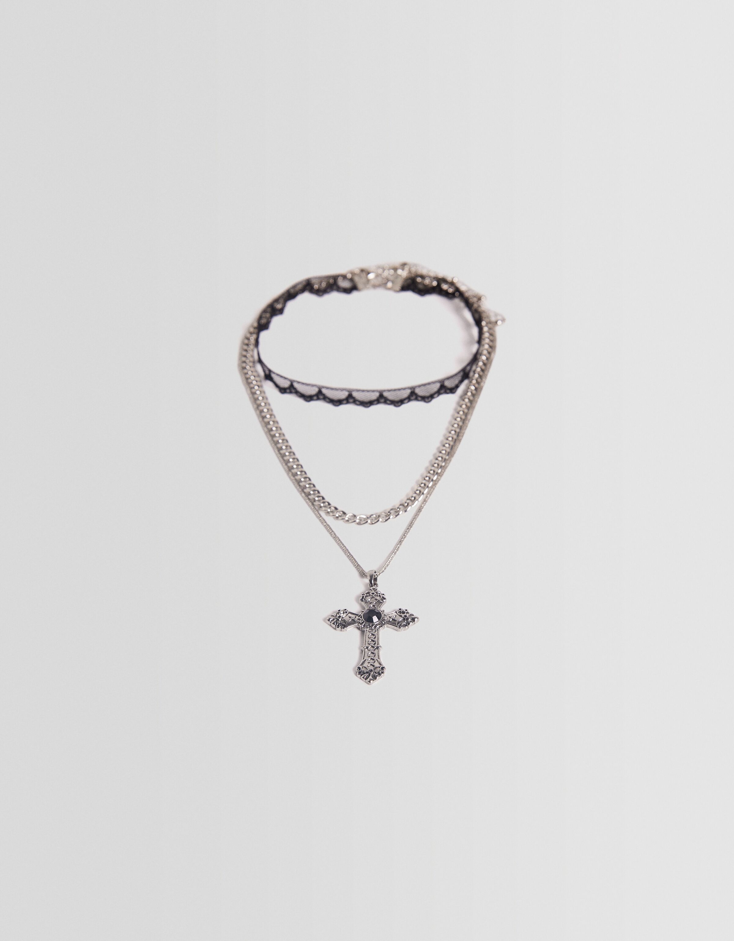 Gothic Sword Cross Pendant Chain Necklace Choker Silver Tone Mens Man