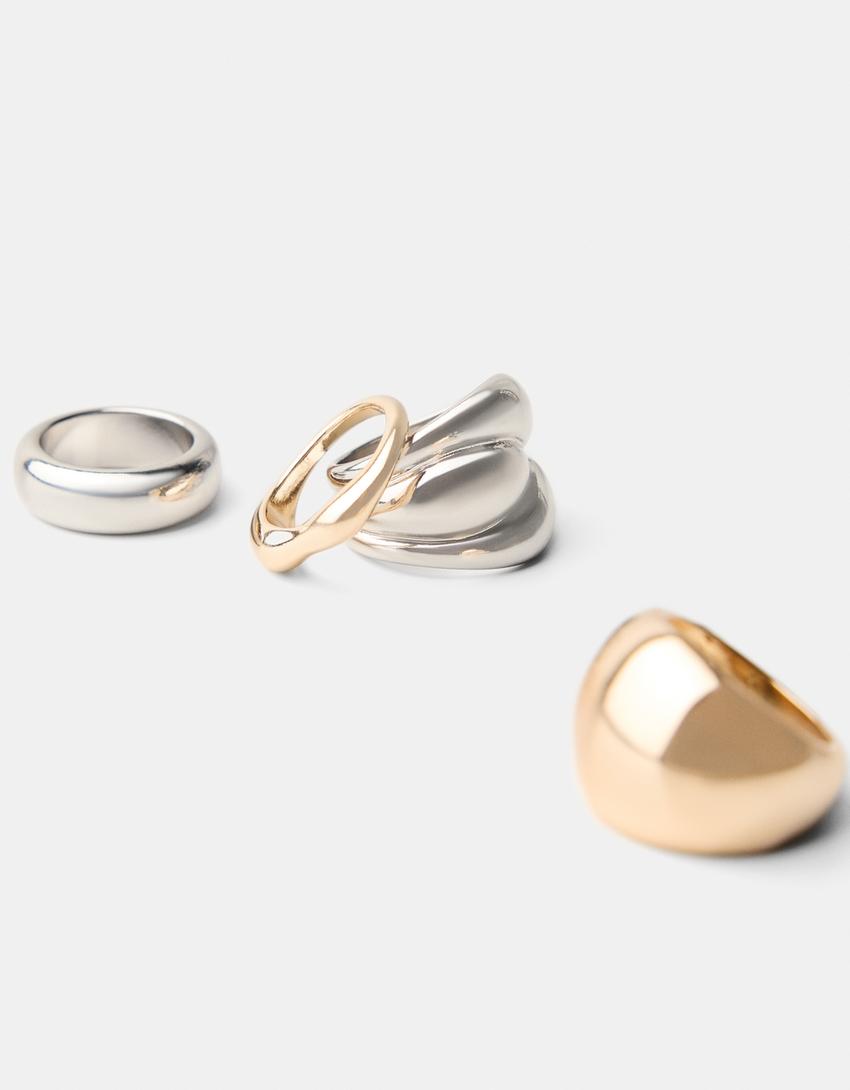 طقم من 4 خواتم سيجنتشر إيديشن-فضي-2