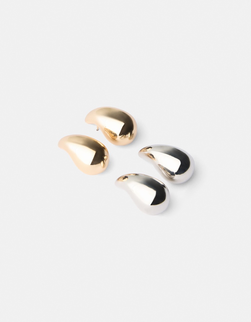 Pack 2 boucles d’oreilles goutte-Or-4