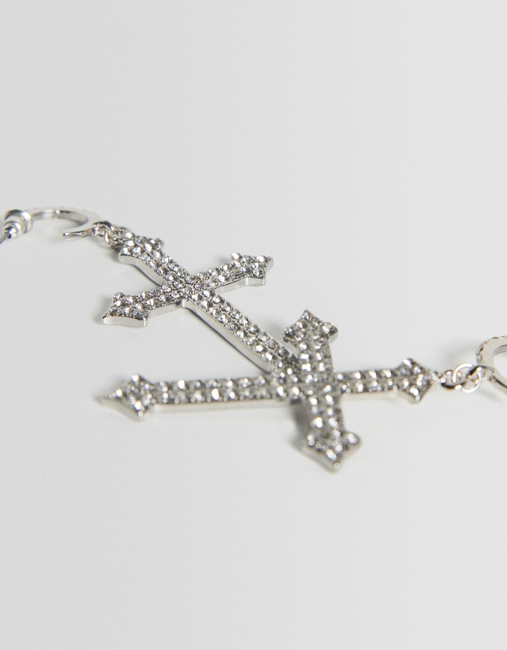 Boucles d’oreilles croix pierres fantaisie-Argent-2