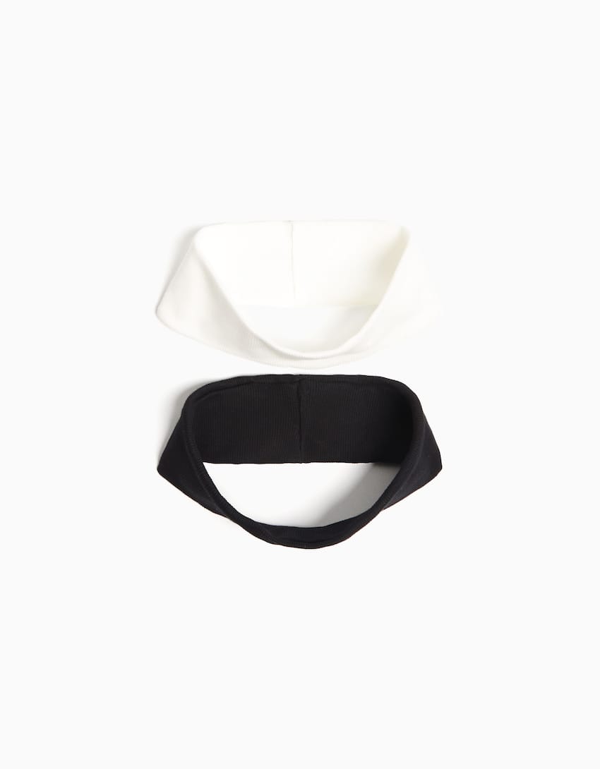 Pack of 2 plain headbands-Black-0