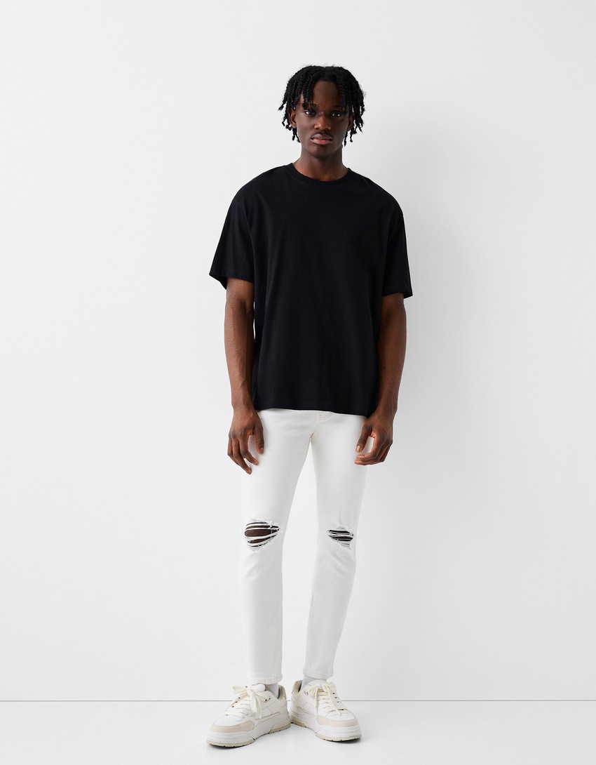 Jeans skinny déchirés-Blanc-0