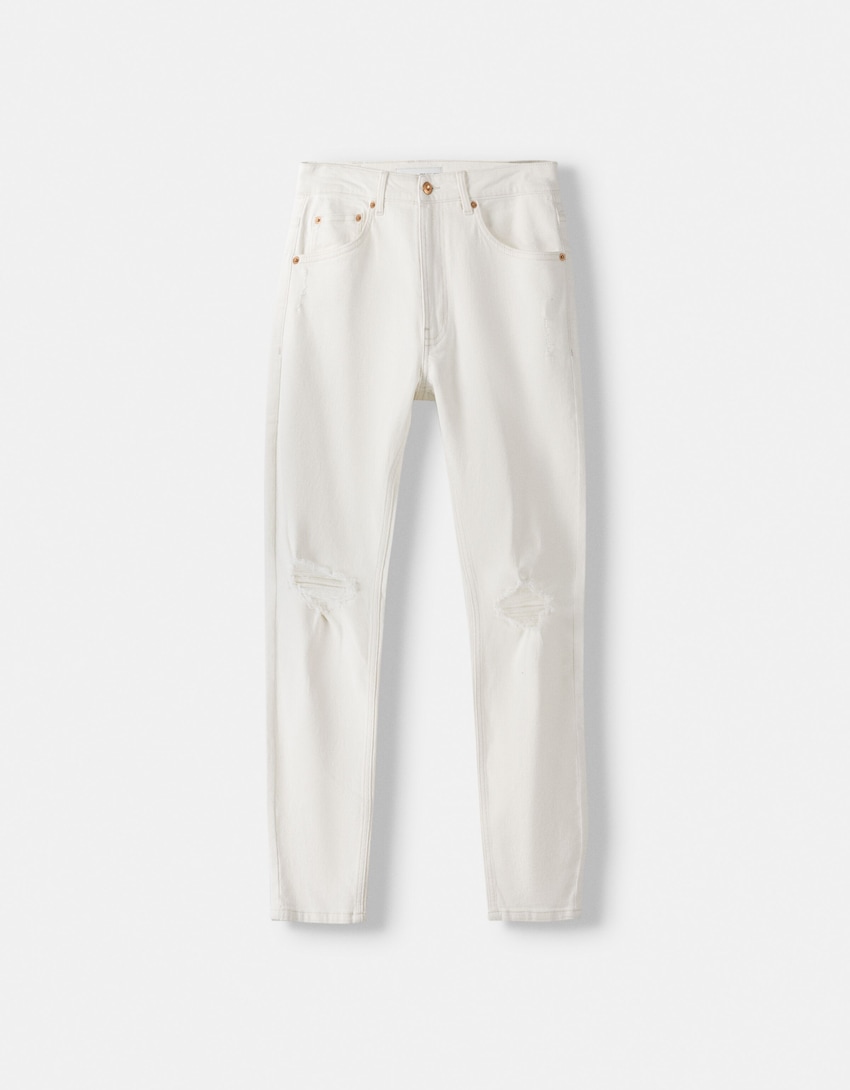 Jeans skinny déchirés-Blanc-5