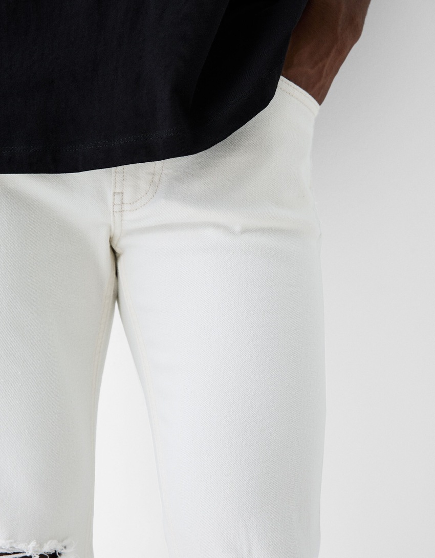 Jeans skinny déchirés-Blanc-4
