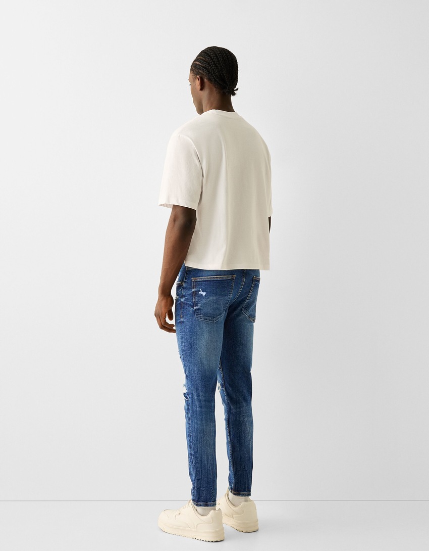 Jeans skinny déchirés-Bleu-2