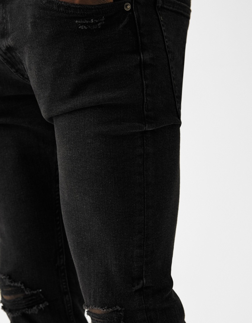 Jeans skinny déchirés-Noir-5
