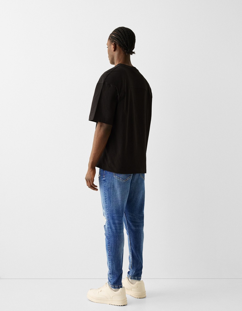Jean carrot fit déchiré-Bleu-1