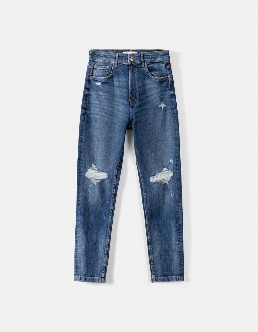 Jean carrot fit déchiré-Bleu-4