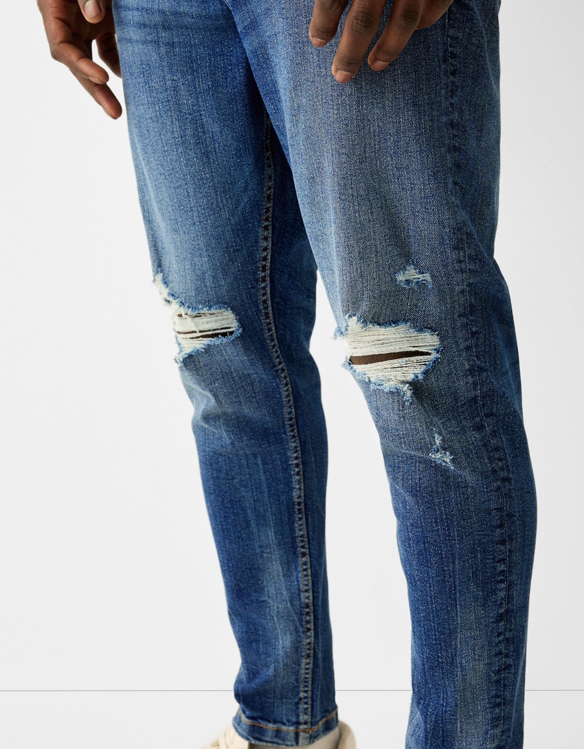 Jean carrot fit déchiré-Bleu-5