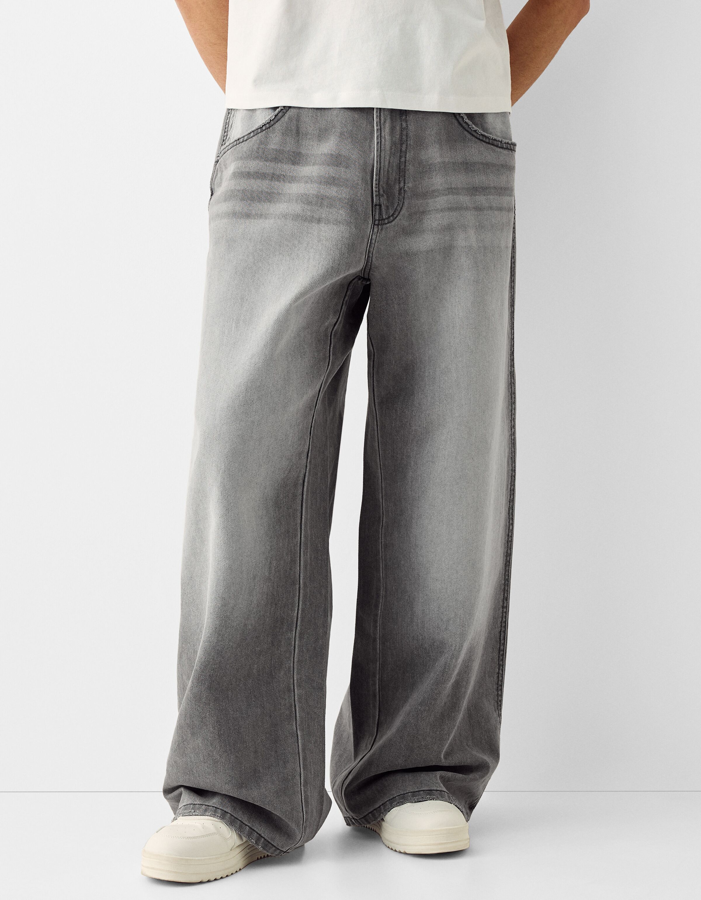 Men's Jeans Casual Baggy Denim Wide Leg Loose Bottom Pants Jeans M~5XL |  eBay